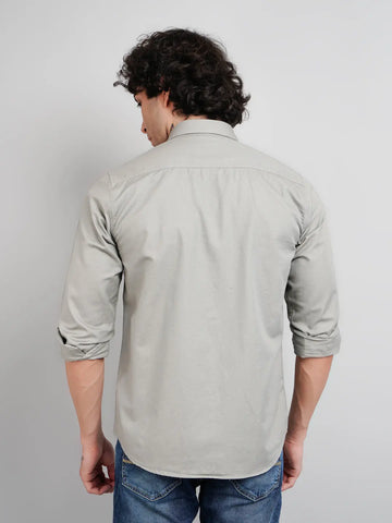 Grey Solid Regular Fit Shirt Tim Paris