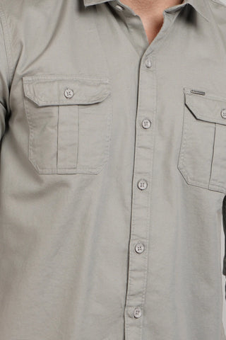 Grey Solid Regular Fit Shirt Tim Paris