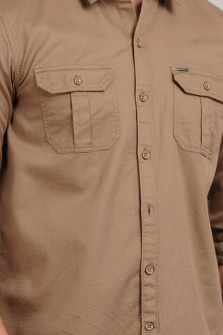 Khaki Solid Regular Fit Shirt Tim Paris