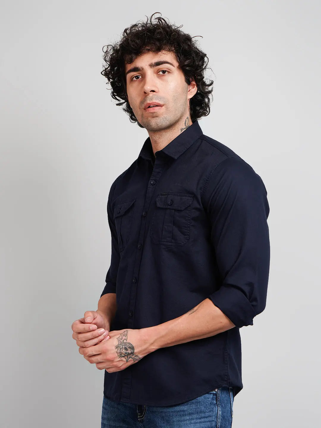 Navy Solid Regular Fit shirt Tim Paris