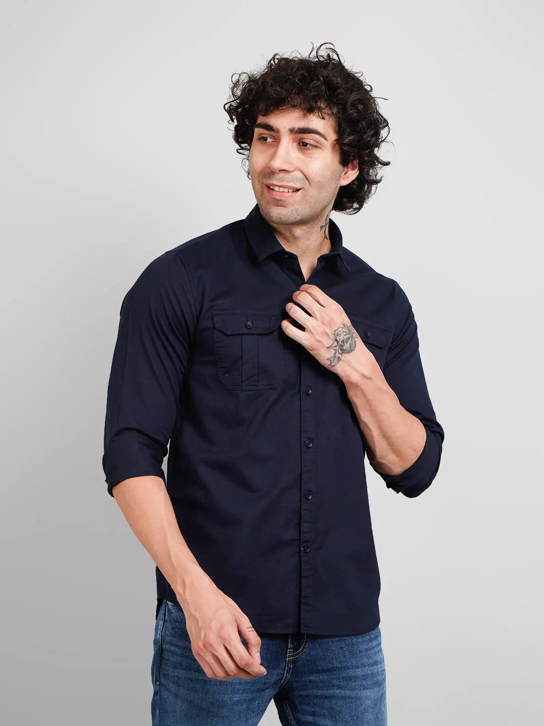 Navy Solid Regular Fit shirt Tim Paris