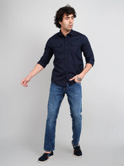 Navy Solid Regular Fit shirt Tim Paris