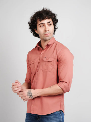 Rust Solid Casual Shirt Tim Paris