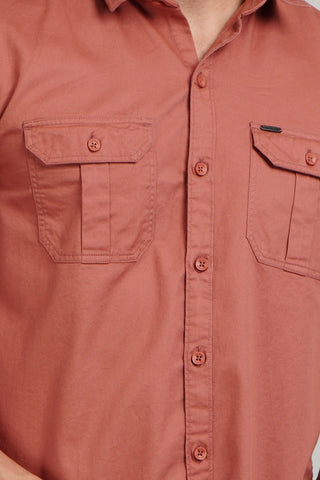 Rust Solid Casual Shirt Tim Paris