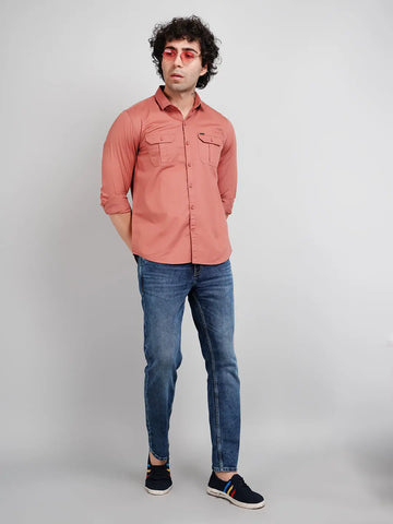 Rust Solid Casual Shirt Tim Paris