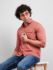 Rust Solid Casual Shirt