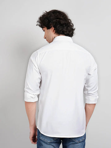White Solid Regular Fit Shirt Tim Paris