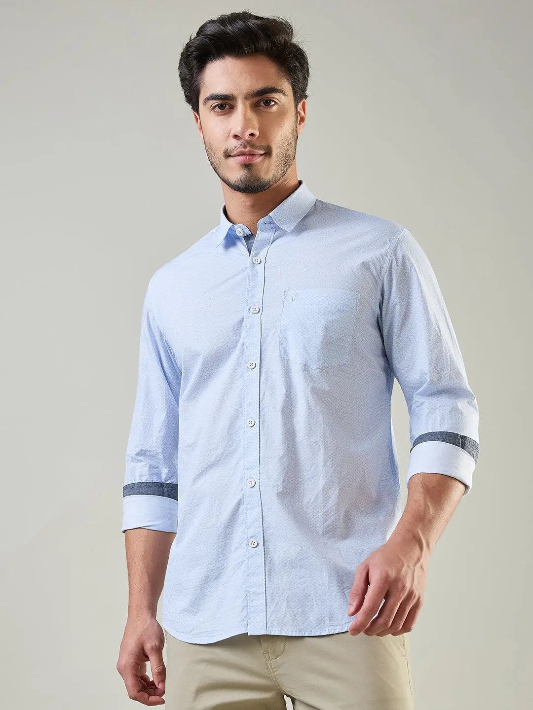Blue Printed Regular Fit Shirt TIM PARIS