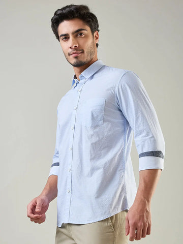 Blue Printed Regular Fit Shirt TIM PARIS