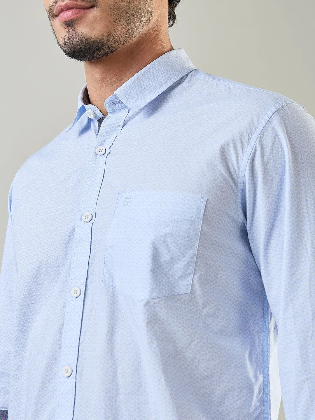 Blue Printed Regular Fit Shirt TIM PARIS