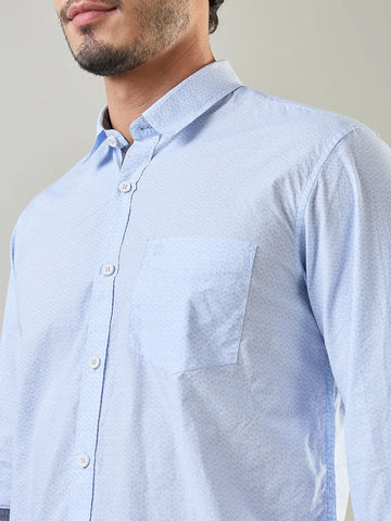 Blue Printed Regular Fit Shirt TIM PARIS