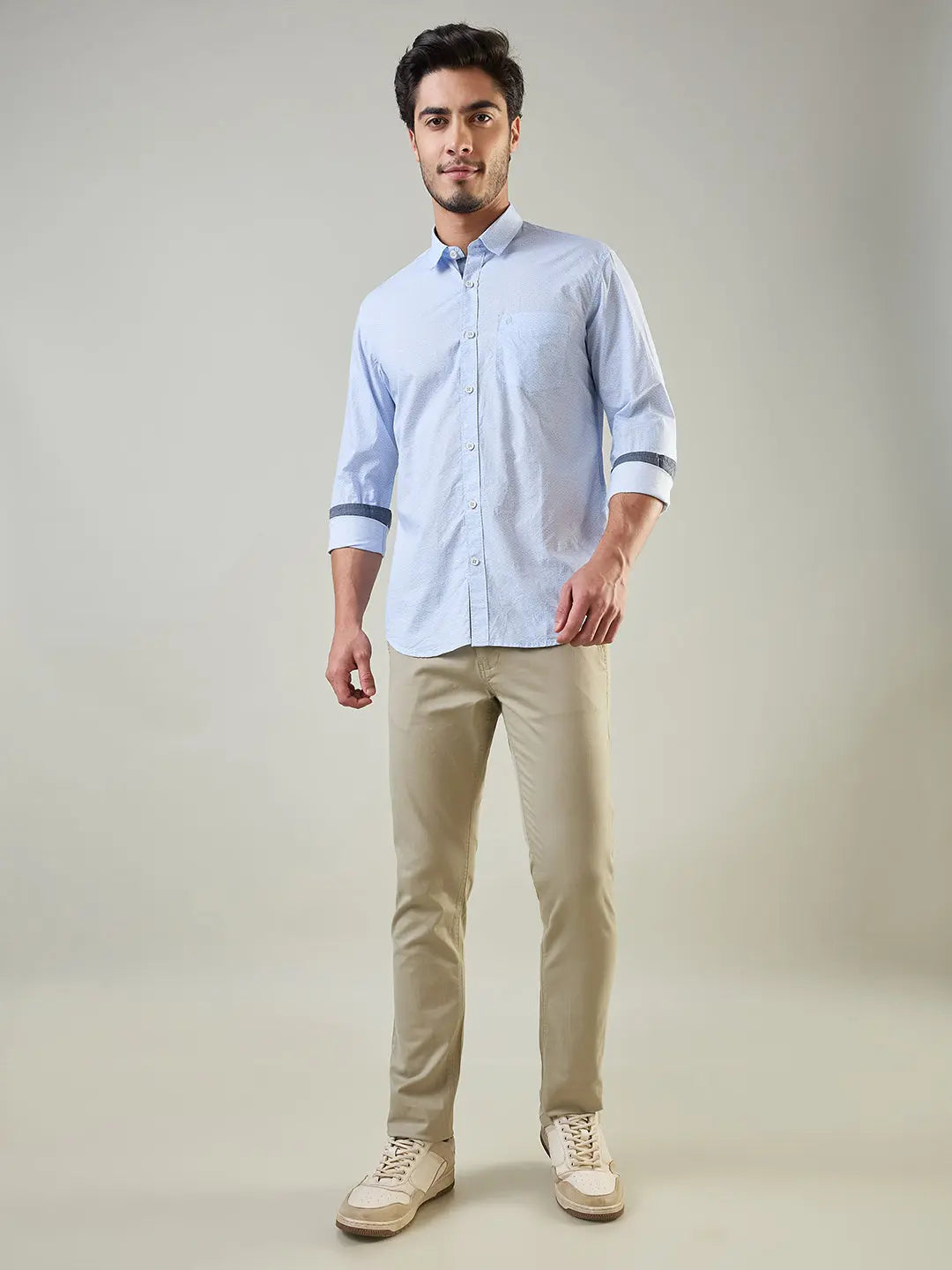Blue Printed Regular Fit Shirt TIM PARIS