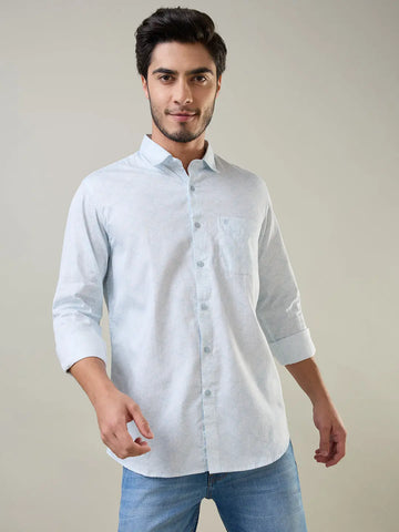 Blue Printed Regular Fit Shirt TIM PARIS