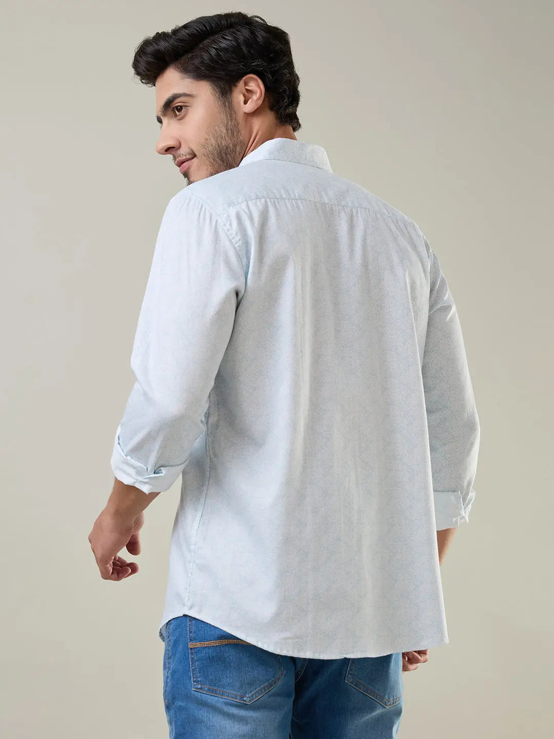 Blue Printed Regular Fit Shirt TIM PARIS