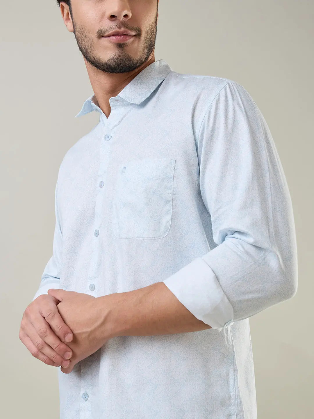 Blue Printed Regular Fit Shirt TIM PARIS