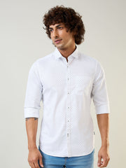 White Printed Regular Fit Shirt