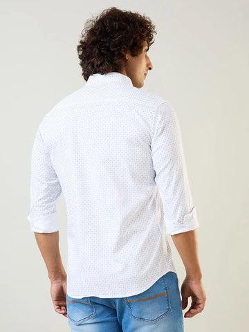 White Printed Regular Fit Shirt Tim Paris