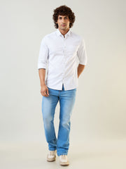 White Printed Regular Fit Shirt