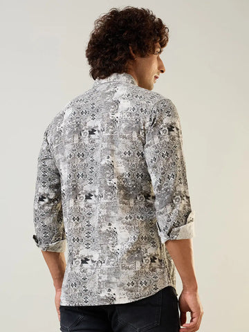 Brown Printed Regular Fit Shirt Tim Paris