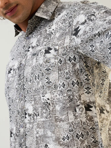 Brown Printed Shirt Tim Paris