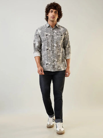 Brown Printed Shirt Tim Paris