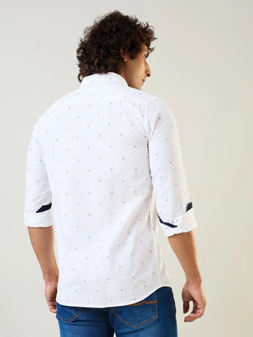 White Printed Regular Fit Shirt Tim Paris