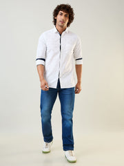 White Printed Regular Fit Shirt