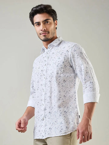 White Printed Regular Fit Shirt TIM PARIS