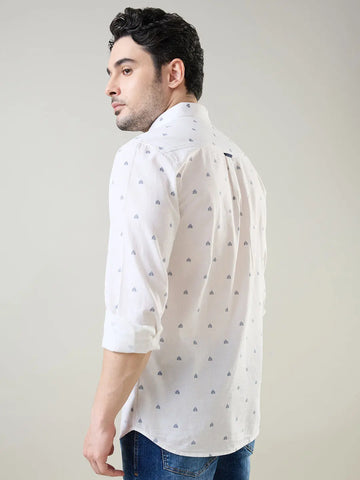 White Printed Regular Fit Shirt TIM PARIS
