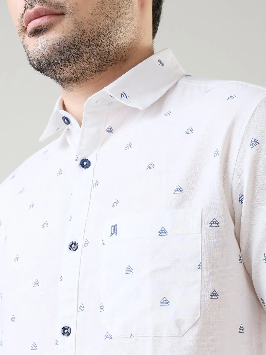White Printed Regular Fit Shirt TIM PARIS