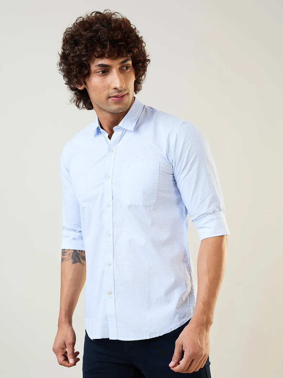 Blue Printed Regular Fit Shirt TIM PARIS