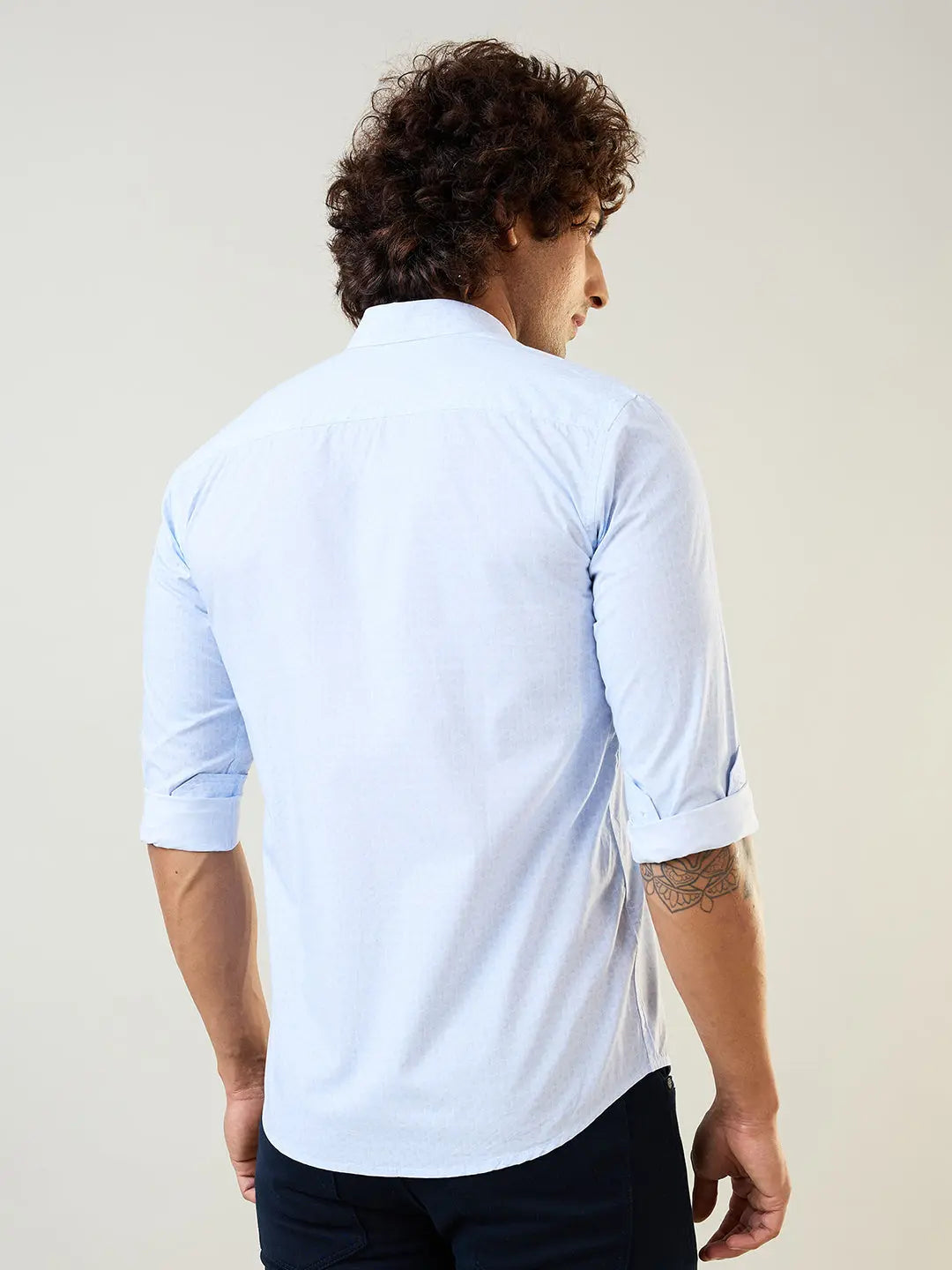 Blue Printed Regular Fit Shirt TIM PARIS
