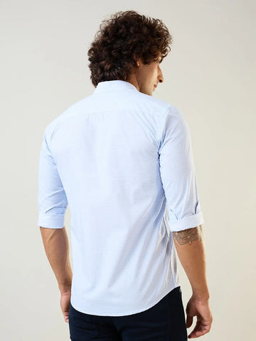 Blue Printed Regular Fit Shirt TIM PARIS
