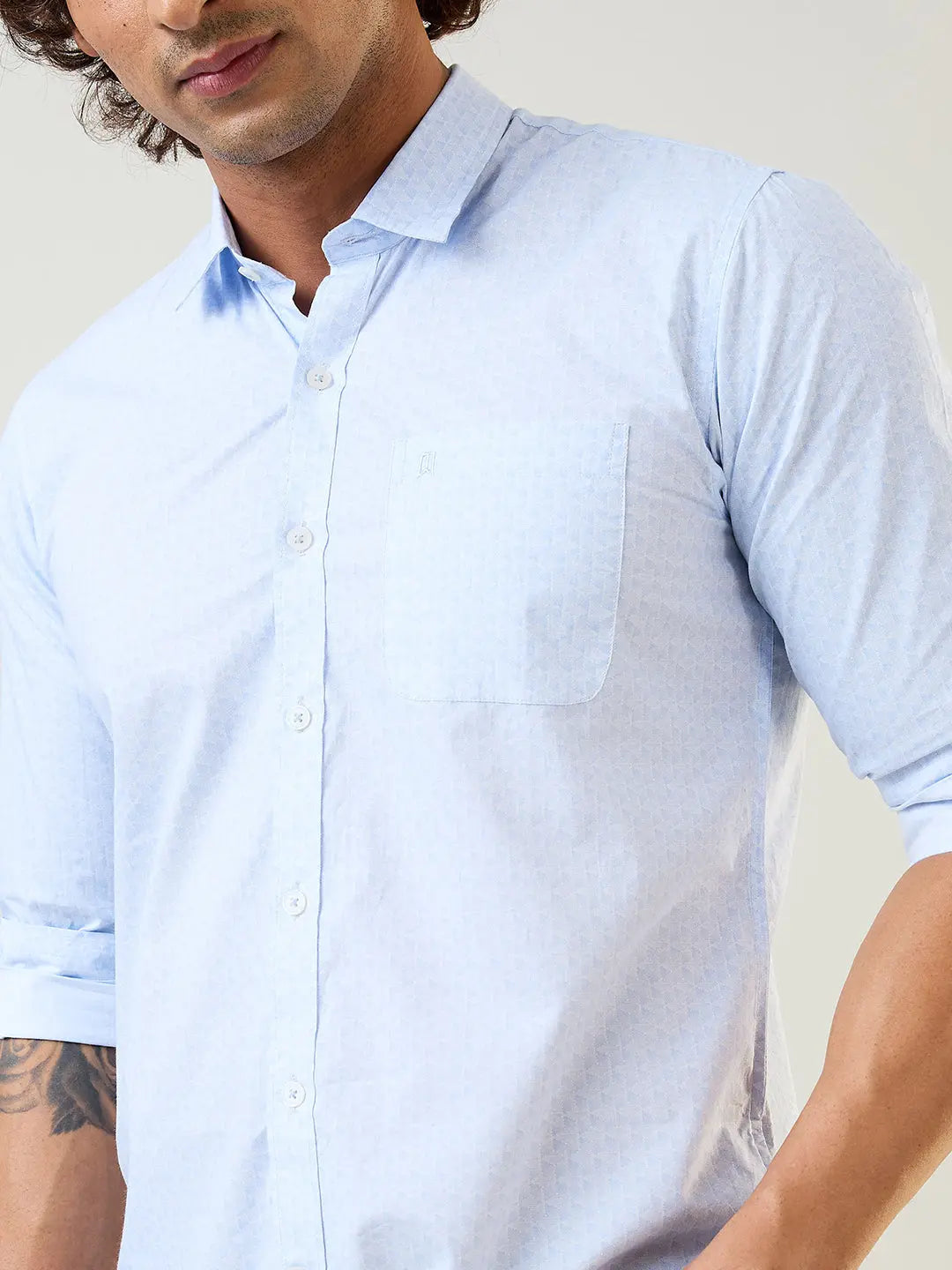 Blue Printed Regular Fit Shirt TIM PARIS