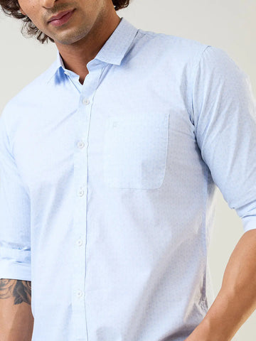 Blue Printed Regular Fit Shirt TIM PARIS