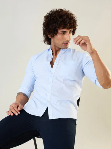 Blue Printed Regular Fit Shirt TIM PARIS