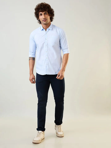 Blue Printed Regular Fit Shirt TIM PARIS