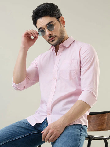 Pink Printed Regular Fit Shirt TIM PARIS