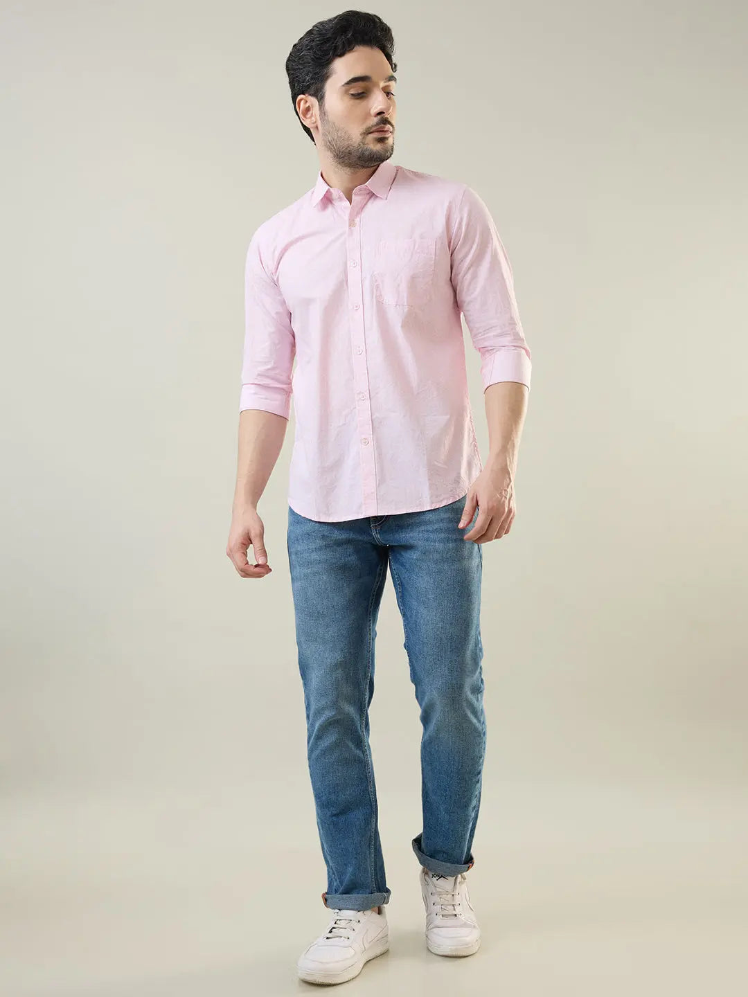 Pink Printed Regular Fit Shirt TIM PARIS