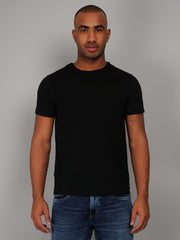Black Solid Round Neck T-Shirt