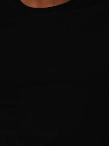 Black Solid Round Neck T-Shirt Tim Paris