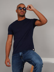 Dress Navy Blue Solid T-Shirt