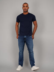 Dress Navy Blue Solid T-Shirt