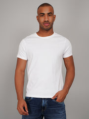 White Solid Round Neck T-Shirt