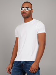White Solid Round Neck T-Shirt