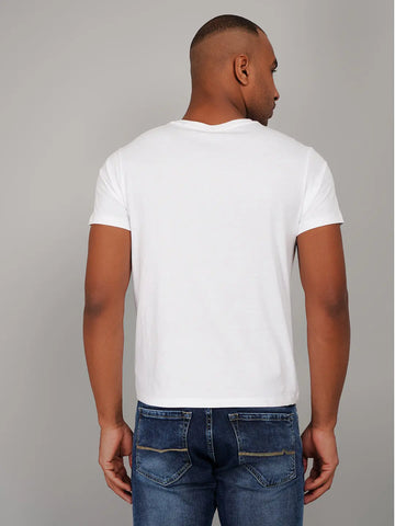 White Round Neck Graphic Printed T Shirt TIM PARIS