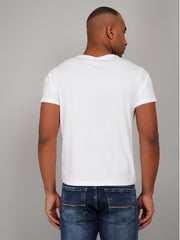 White Round Neck Graphic Printed T Shirt