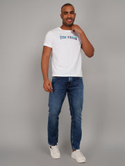 White Round Neck Graphic Printed T Shirt