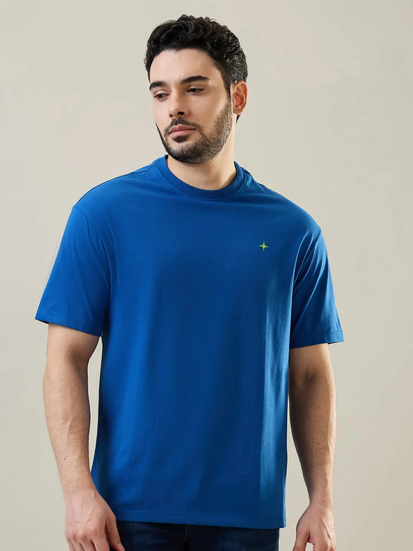 Deja Vu Blue Round Neck Graphic T-Shirt Tim Paris