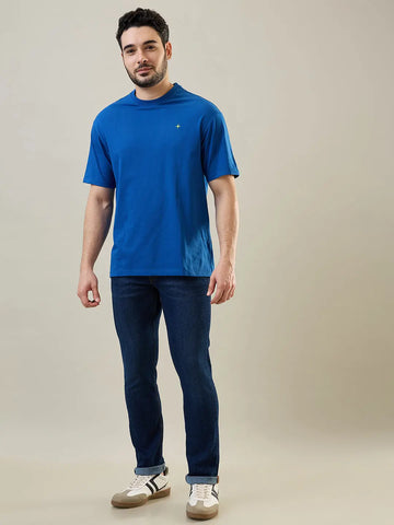 Deja Vu Blue Round Neck Graphic T-Shirt Tim Paris